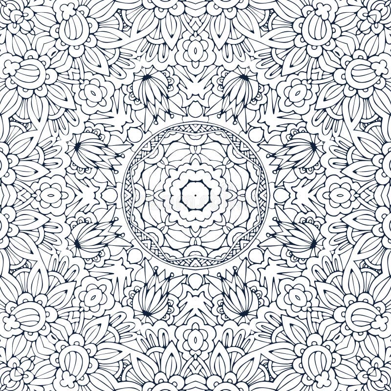 Modelo blanco y negro del fondo del garabato floral étnico inconsútil en vector ilustración del vector Modelo blanco y negro del fondo del garabato floral étnico inconsútil en vector ilustración del vector