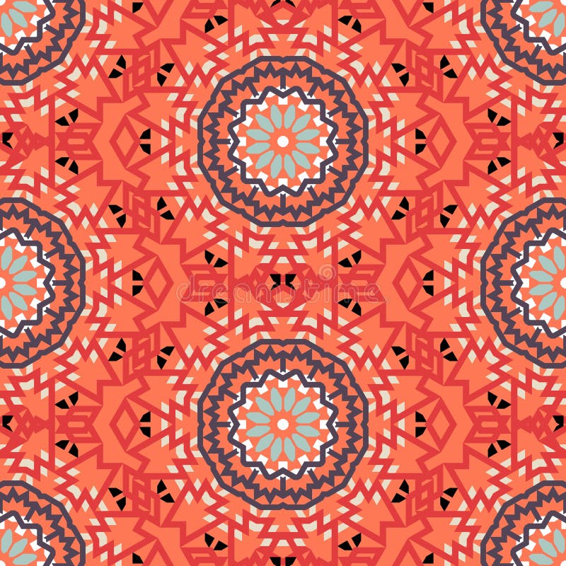 Modelo bohemio con las flores abstractas grandes stock de ilustración Modelo bohemio con las flores abstractas grandes stock de ilustración