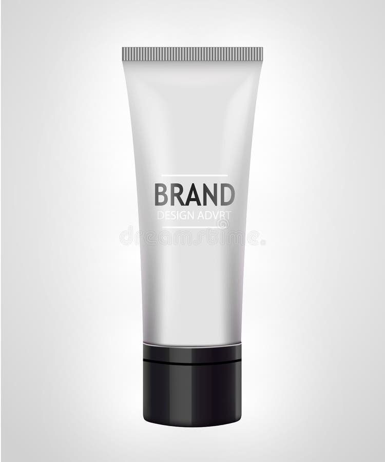 Modelo branco do tubo para o creme, pasta de dente, gel, tonalizador Conceito cosmético ilustração royalty free Modelo branco do tubo para o creme, pasta de dente, gel, tonalizador Conceito cosmético ilustração royalty free