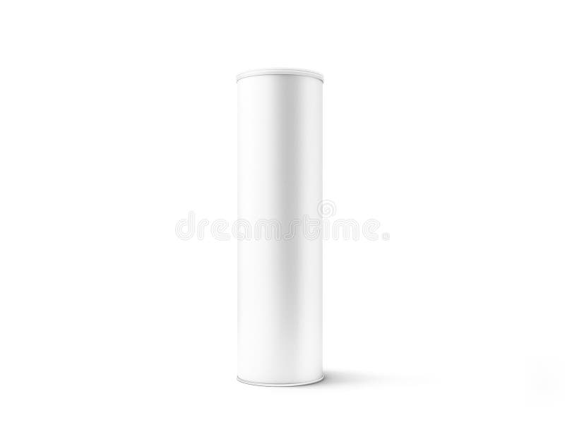 Modelo branco vazio da caixa do cilindro do cartão com tampa plástica ilustração stock Modelo branco vazio da caixa do cilindro do cartão com tampa plástica ilustração stock