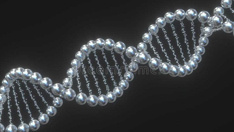 Modelo conceptual da molécula do ADN feito de bolas de metal rendi?? o 3d ilustração royalty free