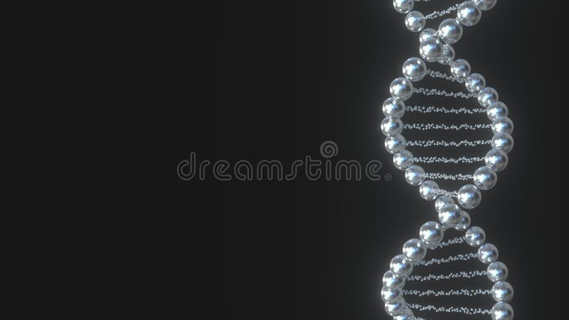 Modelo conceptual da molécula do ADN feito de bolas de metal rendi?? o 3d ilustração stock