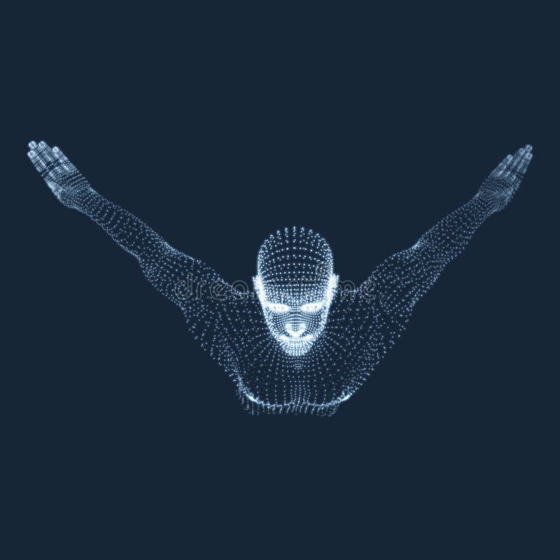 Modelo 3d do homem. corpo humano. elemento de design. ilustração vetorial