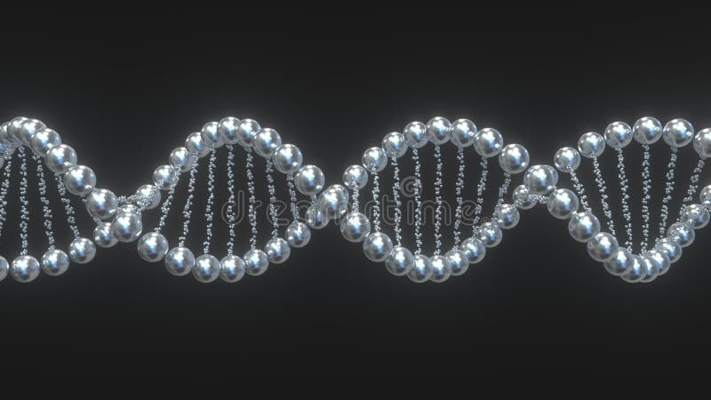 Modelo da molécula do ADN feito de bolas de metal rendi?? o 3d ilustração royalty free