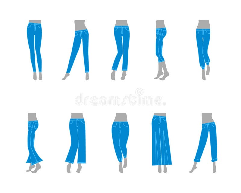 Modelo das calças de brim dos desenhos animados para mulheres Vetor ilustração stock Modelo das calças de brim dos desenhos animados para mulheres Vetor ilustração stock