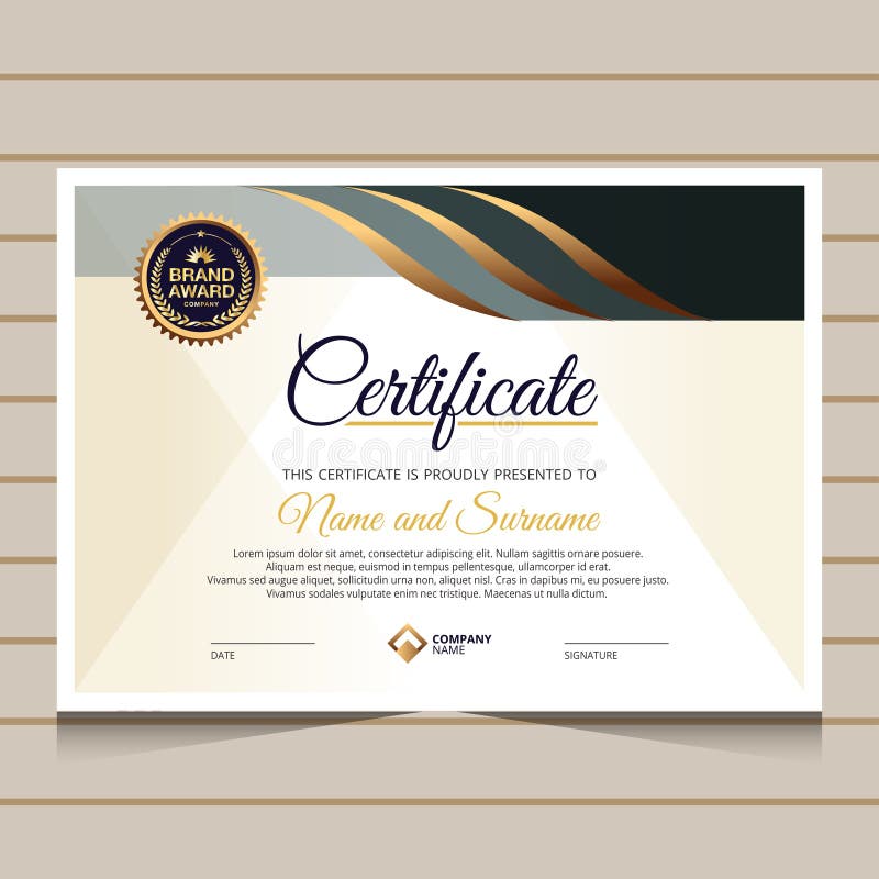 Modelo De Certificado De Diploma Elegante En Azul Y Oro Ilustración Del