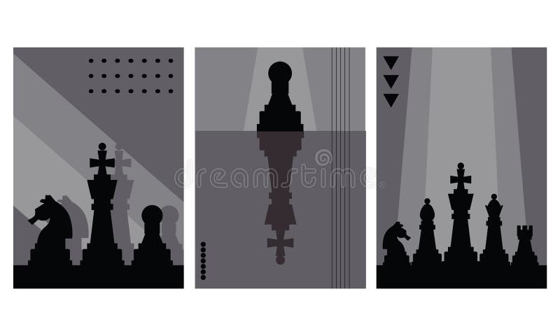Peças de xadrez vector conjunto de silhuetas negras isoladas em um