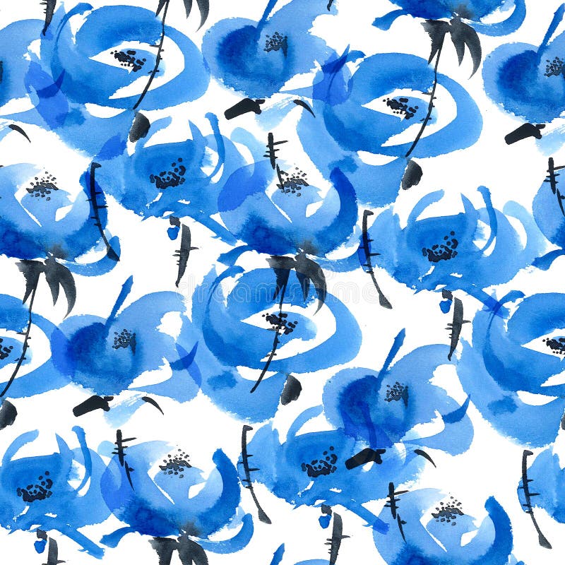 Modelo de flores azul ilustración del vector
