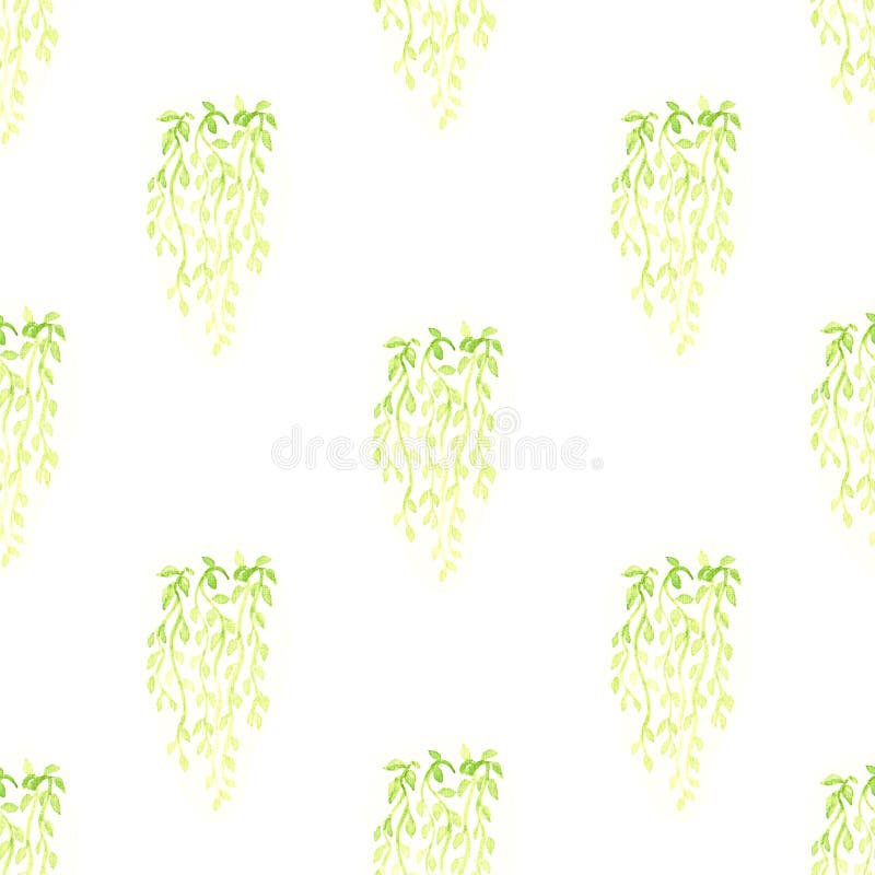 Modelo de la acuarela inconsútil de la planta amarilla soleada verde clara del loach natural con las pequeñas hojas en un fondo b stock de ilustración Modelo de la acuarela inconsútil de la planta amarilla soleada verde clara del loach natural con las pequeñas hojas en un fondo b stock de ilustración