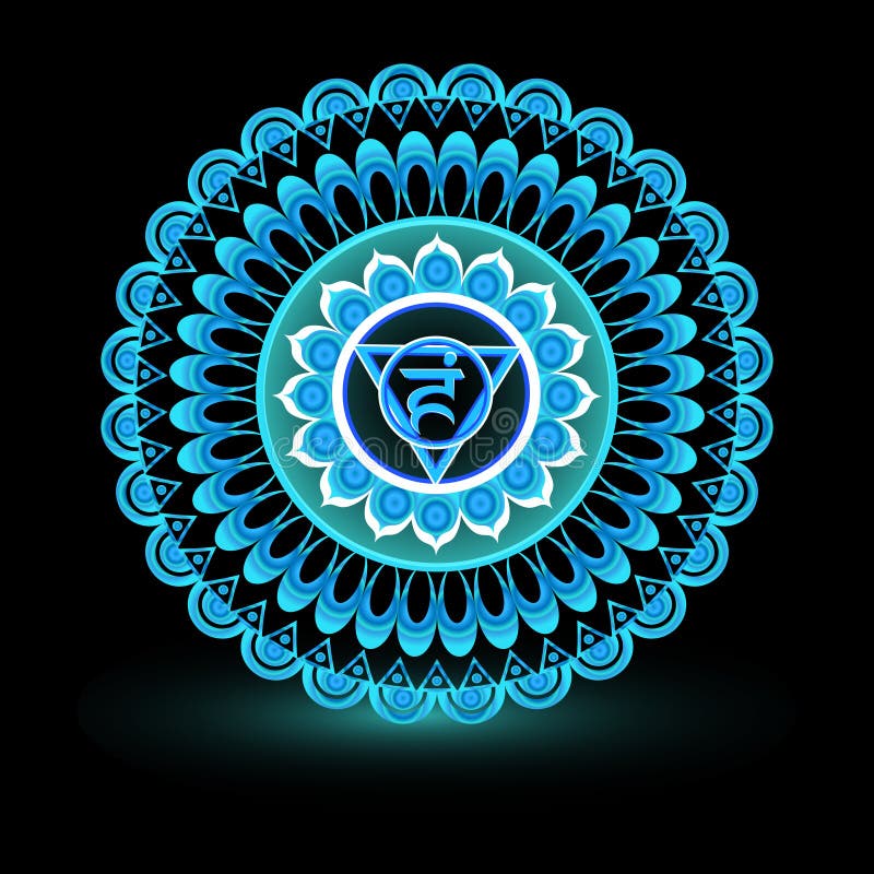 Circle mandala pattern. Vishuddha chakra vector illustration. Circle mandala pattern. Vishuddha chakra vector illustration.