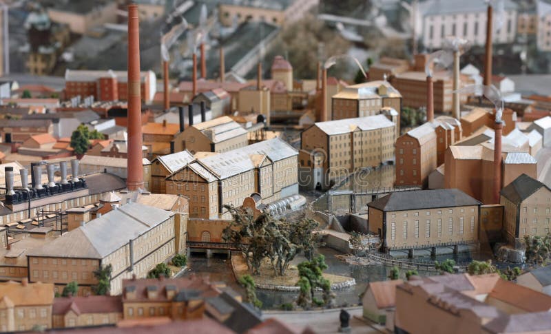 Modelo de la miniatura de la ciudad industrial fotos de archivo