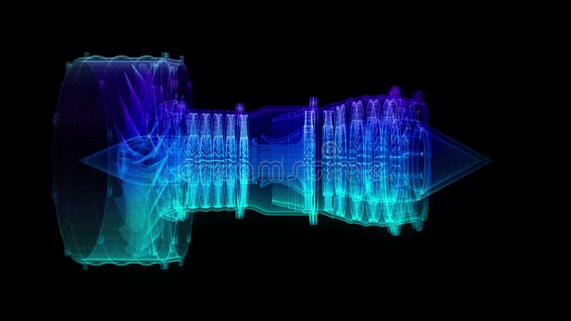 Modelo de linha poligonal de turbocompressor 3d. turbina em linhas de movimento e ligada à forma. visualização de tecnologia digit