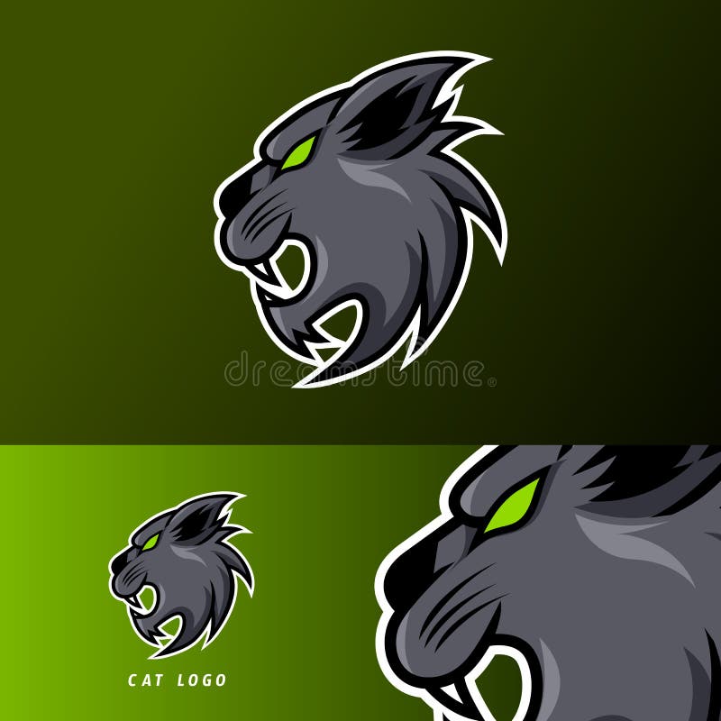 Logotipo do jogo do mascote do gato preto rei