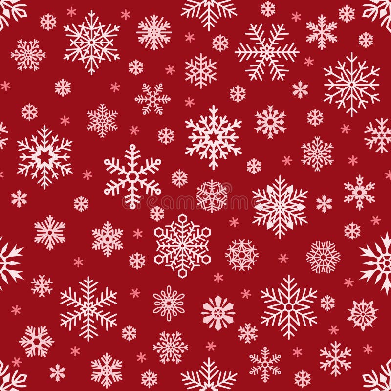 modelo de los copos de nieve Copo de nieve que cae de la Navidad en el contexto rojo Fondo inconsútil del vector de la nieve de l