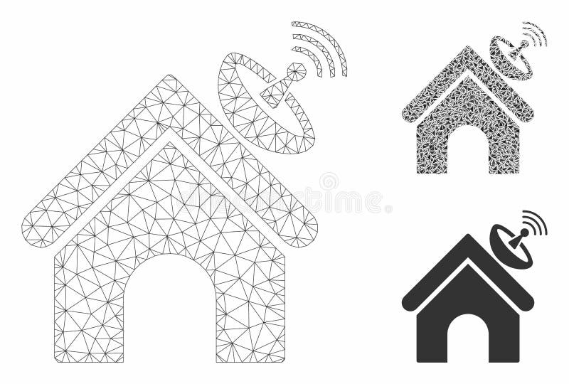 Modelo de marco de malla metÃ¡lica del vector de construcciÃ³n de antena espacial e icono de mosaico triangular libre illustration
