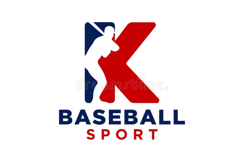 Modelo de vetor do ícone do logotipo da letra k baseball ilustração royalty free