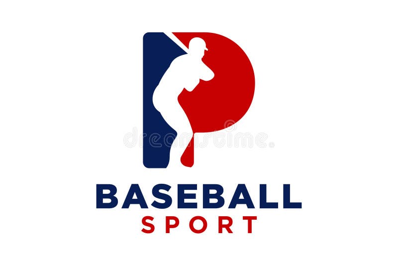 Ícone vetorial de logótipo de basebol com a letra P ilustração royalty free