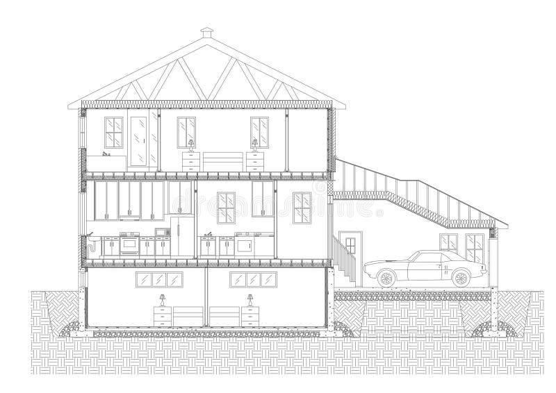 Modelo del arquitecto del plan de la casa - aislado libre illustration Modelo del arquitecto del plan de la casa - aislado libre illustration