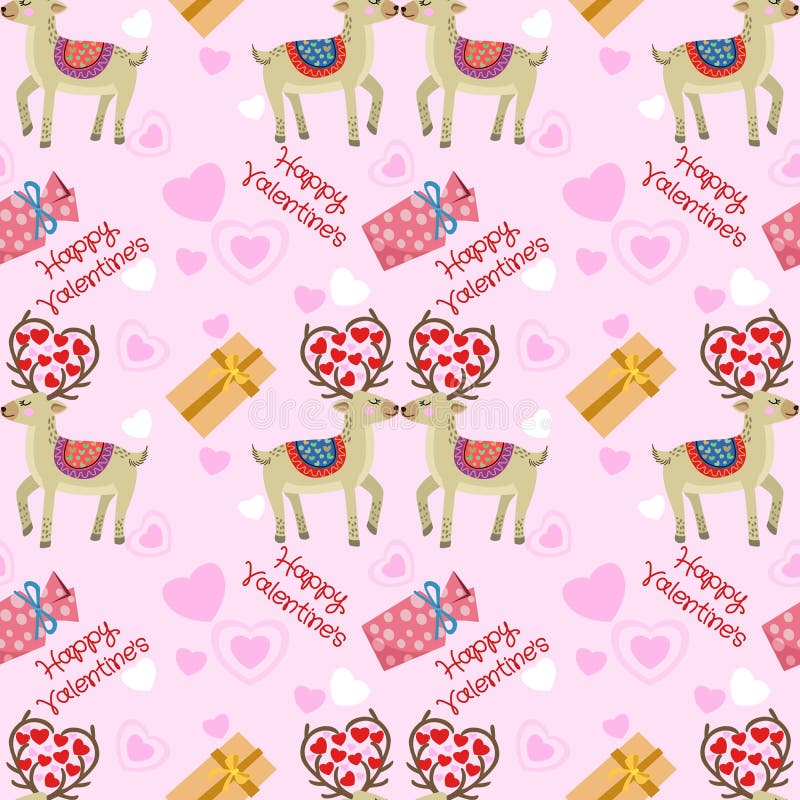 Modelo del día de tarjeta del día de San Valentín con forma del reno y del corazón en fondo rosado libre illustration Modelo del día de tarjeta del día de San Valentín con forma del reno y del corazón en fondo rosado libre illustration