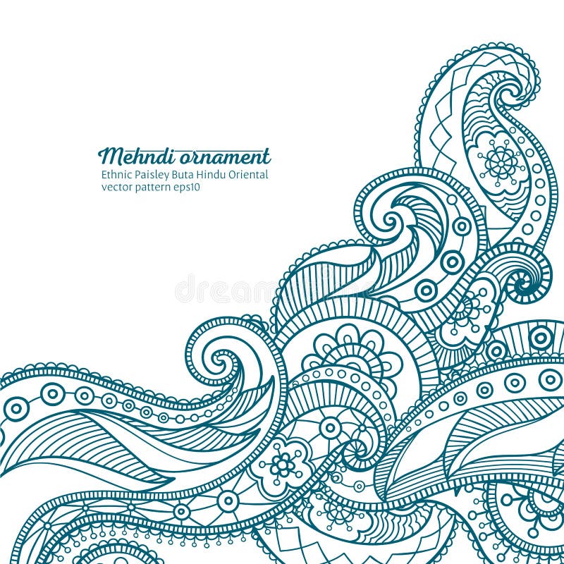 Modelo del vector de Mehndi, ornamento oriental hindú del buta de Paisley ilustración del vector Modelo del vector de Mehndi, ornamento oriental hindú del buta de Paisley ilustración del vector