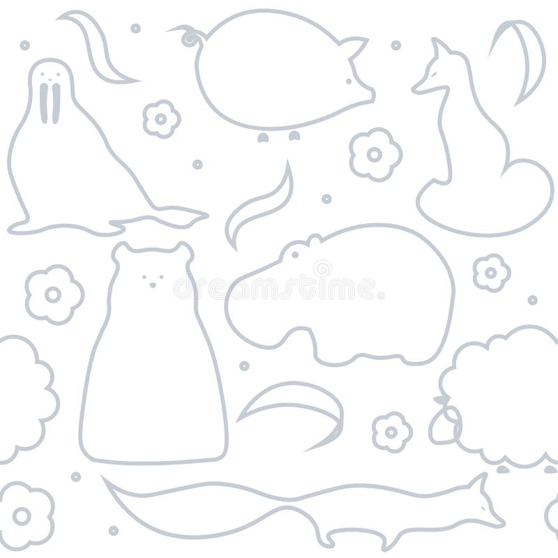 Modelo del vector del fondo inconsútil de los animales planos ilustración del vector Modelo del vector del fondo inconsútil de los animales planos ilustración del vector