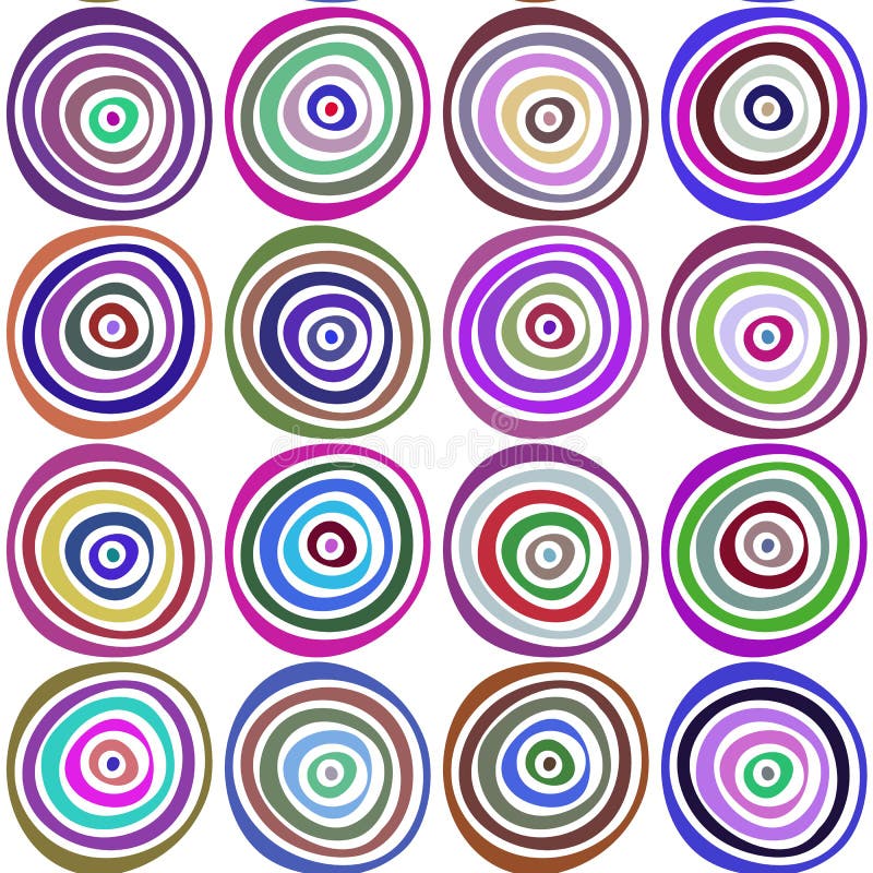 Modelo dibujado mano elegante inconsútil Ejemplo del vector con los círculos concéntricos ilustración del vector