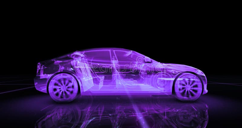 Modelo do fio do carro desportivo com fundo de néon roxo do preto do ob ilustração do vetor Modelo do fio do carro desportivo com fundo de néon roxo do preto do ob ilustração do vetor