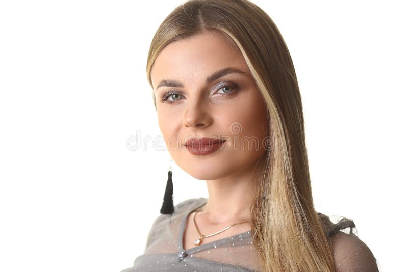 Modelo Dreamy Blond Woman Front Headshot do encanto imagens de stock Modelo Dreamy Blond Woman Front Headshot do encanto imagens de stock