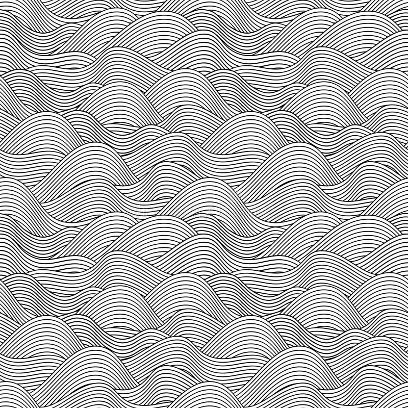 Modelo drenado mano inconsútil de la onda Vintage abstracto stock de ilustración Modelo drenado mano inconsútil de la onda Vintage abstracto stock de ilustración