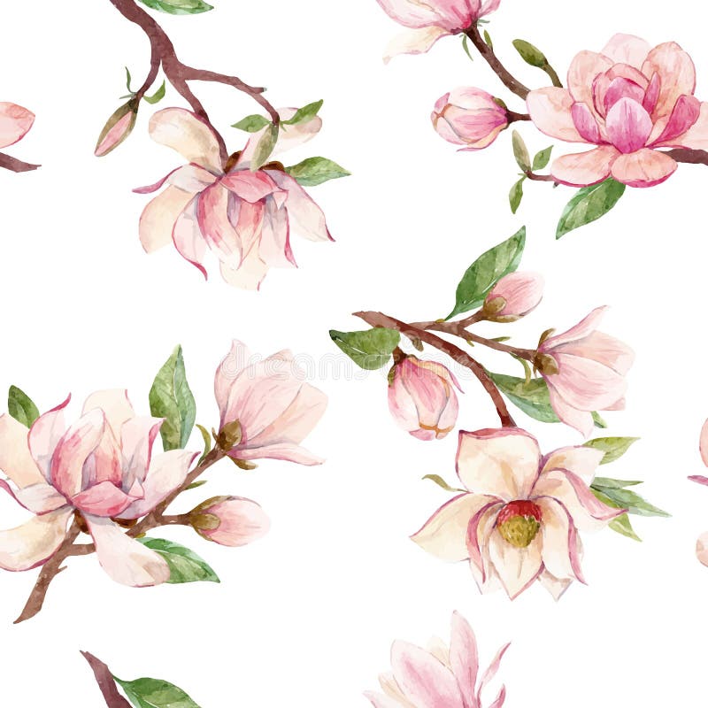 Modelo floral del vector de la magnolia de la acuarela libre illustration Modelo floral del vector de la magnolia de la acuarela libre illustration