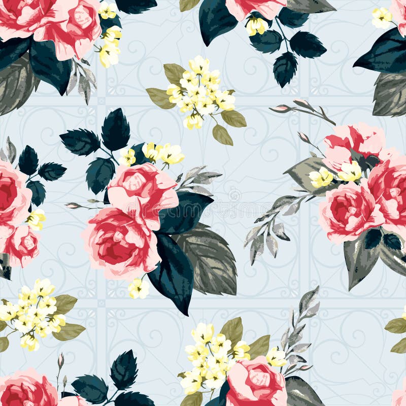 Modelo floral inconsútil del vector con el ornamento ilustración del vector Modelo floral inconsútil del vector con el ornamento ilustración del vector