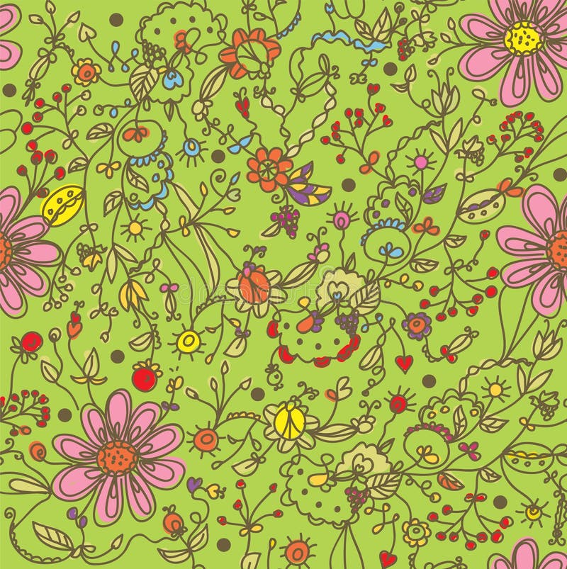 Modelo floral inconsútil divertido del resorte ilustración del vector Modelo floral inconsútil divertido del resorte ilustración del vector
