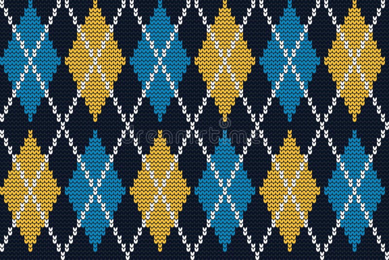 Modelo hecho punto inconsútil con los Rhombus amarillos y azules en un fondo azul marino libre illustration Modelo hecho punto inconsútil con los Rhombus amarillos y azules en un fondo azul marino libre illustration