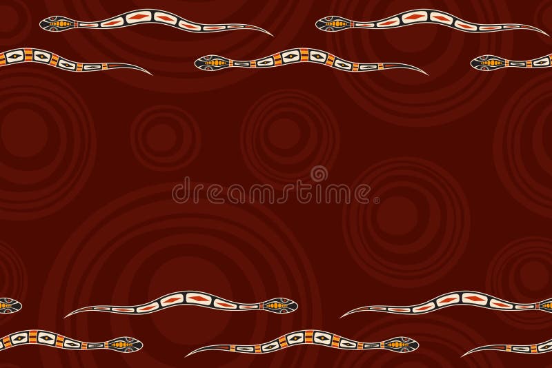 Modelo horizontal inconsútil de la frontera con las serpientes y formas redondas lisas en fondo stock de ilustración Modelo horizontal inconsútil de la frontera con las serpientes y formas redondas lisas en fondo stock de ilustración