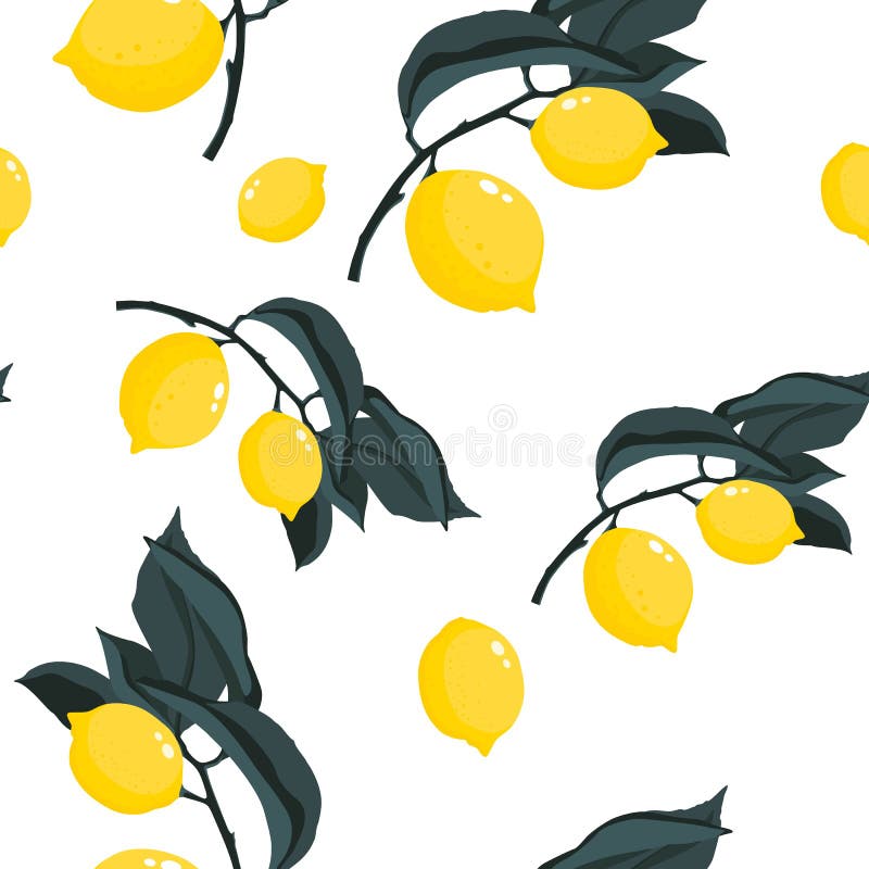 Modelo incons?til del verano tropical con las ramas de los limones stock de ilustración Modelo incons?til del verano tropical con las ramas de los limones stock de ilustración