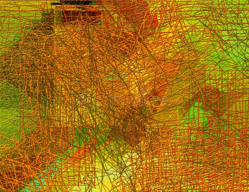 Modelo inconsútil abstracto con la línea caótica y diversos elementos de color stock de ilustración