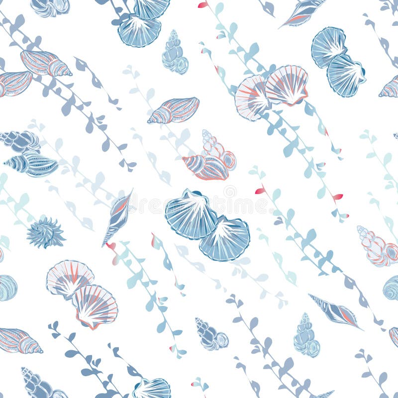 Modelo inconsútil azul del vector de la orilla de mar que calma libre illustration