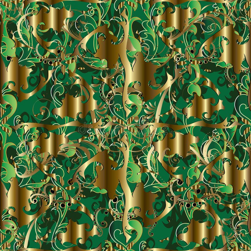 Modelo inconsútil barroco del vintage 3d Interesti del ornamental del vector ilustración del vector Modelo inconsútil barroco del vintage 3d Interesti del ornamental del vector ilustración del vector