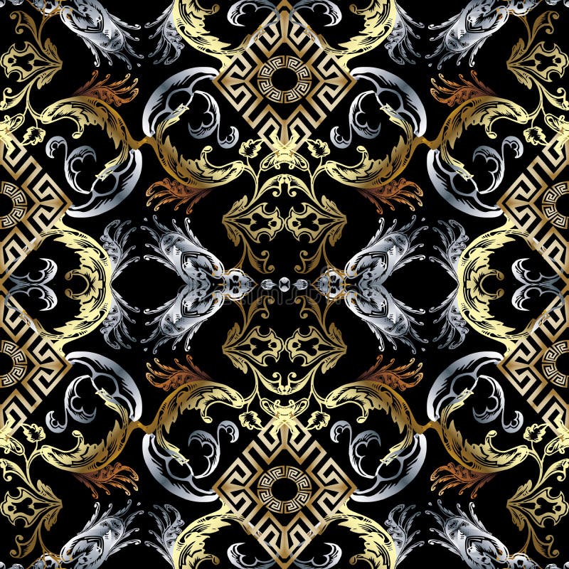 Modelo inconsútil barroco Wallpap negro del fondo del damasco del vector libre illustration Modelo inconsútil barroco Wallpap negro del fondo del damasco del vector libre illustration