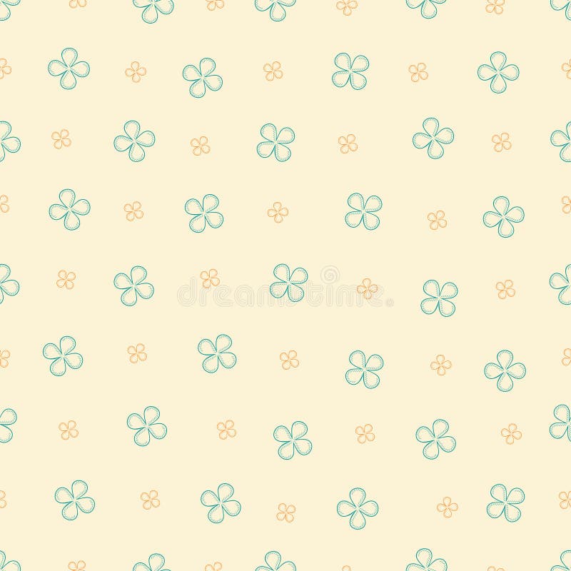 Modelo inconsútil con cuatro pétalos en un fondo beige stock de ilustración Modelo inconsútil con cuatro pétalos en un fondo beige stock de ilustración