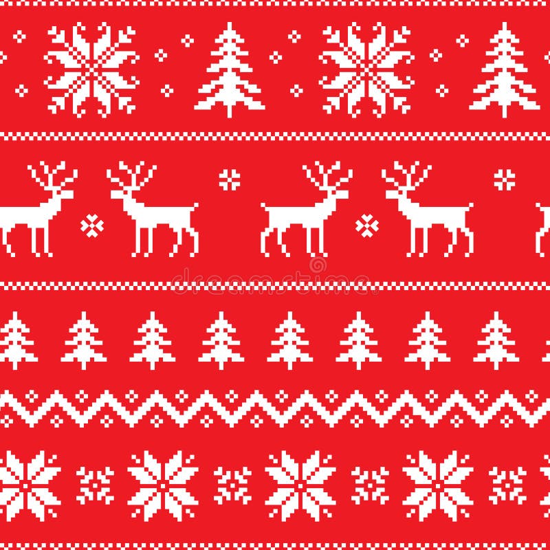 Seamless pattern with winter sweater design - deer, snowflake and christmas tree. Seamless pattern with winter sweater design - deer, snowflake and christmas tree