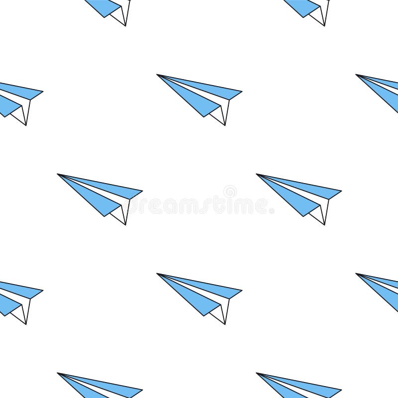 Modelo inconsútil con el avión azul de papel stock de ilustración Modelo inconsútil con el avión azul de papel stock de ilustración