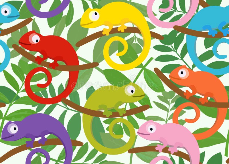 Modelo inconsútil con el camaleón divertido Ilustración del vector libre illustration Modelo inconsútil con el camaleón divertido Ilustración del vector libre illustration