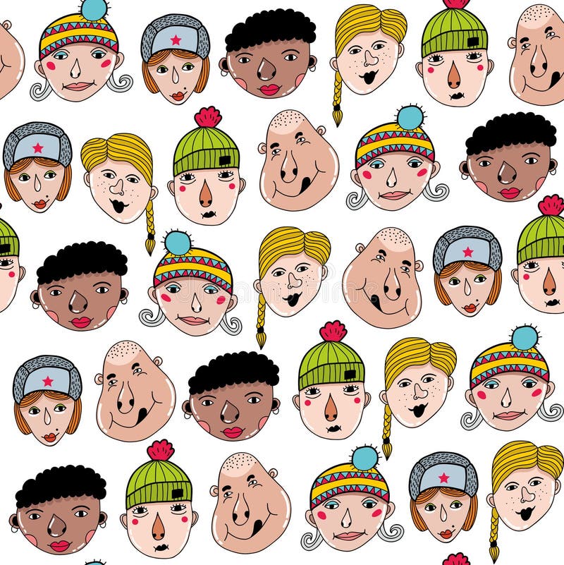 Modelo inconsútil con las caras del garabato libre illustration Modelo inconsútil con las caras del garabato libre illustration