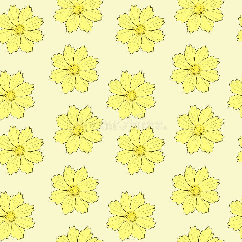 Modelo inconsútil con las flores amarillas, fondo lindo stock de ilustración Modelo inconsútil con las flores amarillas, fondo lindo stock de ilustración