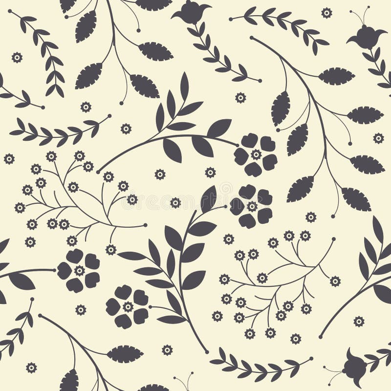 Modelo inconsútil con las flores, las hojas y decorativo lindos de la primavera stock de ilustración Modelo inconsútil con las flores, las hojas y decorativo lindos de la primavera stock de ilustración