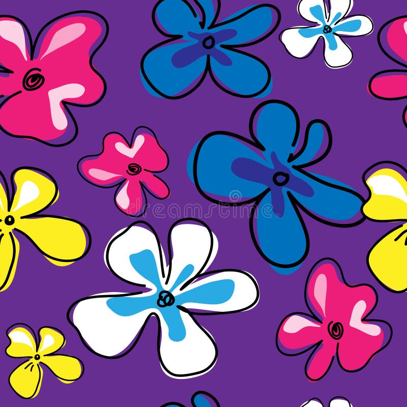 Modelo inconsútil con las flores lindas en un fondo rosado ilustración del vector Modelo inconsútil con las flores lindas en un fondo rosado ilustración del vector