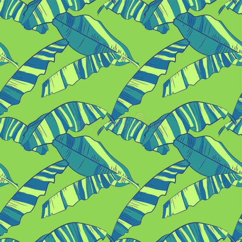 Modelo inconsútil con las hojas abstractas del plátano Fondo brillante tropical ilustración del vector Modelo inconsútil con las hojas abstractas del plátano Fondo brillante tropical ilustración del vector