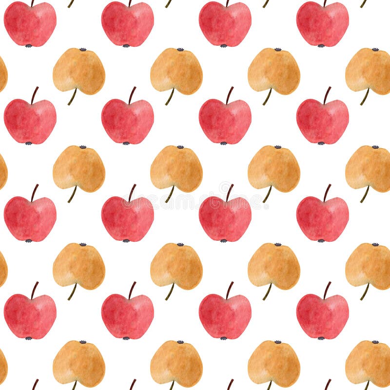 Modelo inconsútil con las manzanas rojas y amarillas de la acuarela Ilustraci?n stock de ilustración Modelo inconsútil con las manzanas rojas y amarillas de la acuarela Ilustraci?n stock de ilustración
