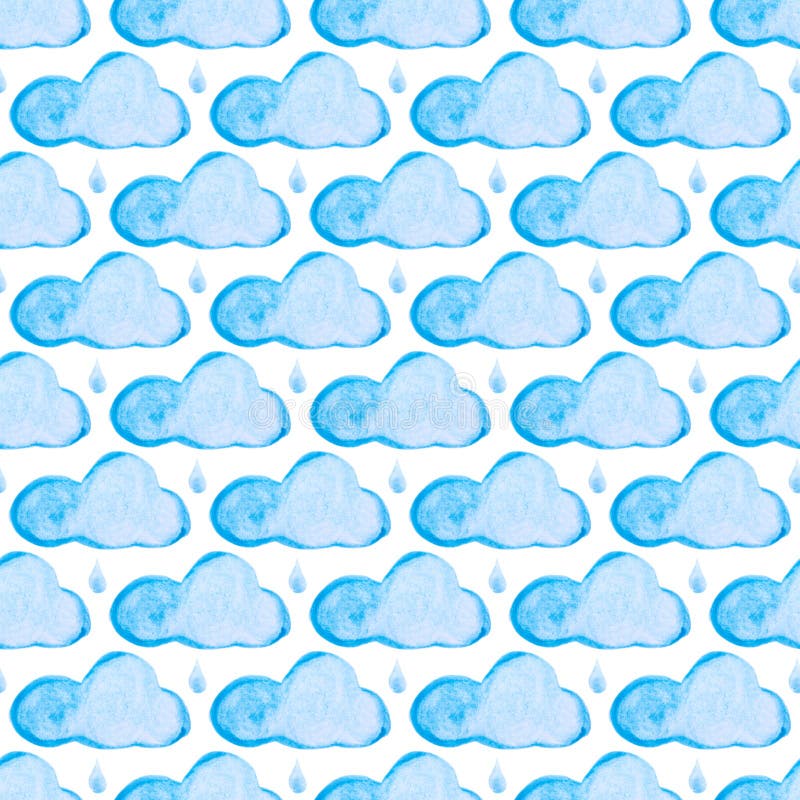 Modelo inconsútil con las nubes azules de la acuarela Fondo dibujado mano fotografía de archivo libre de regalías Modelo inconsútil con las nubes azules de la acuarela Fondo dibujado mano fotografía de archivo libre de regalías